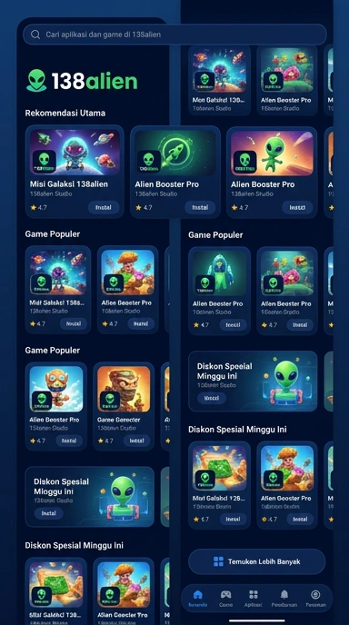 Tampilan katalog aplikasi 138alien