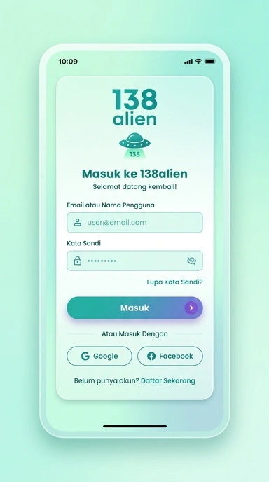 Tampilan halaman login 138alien