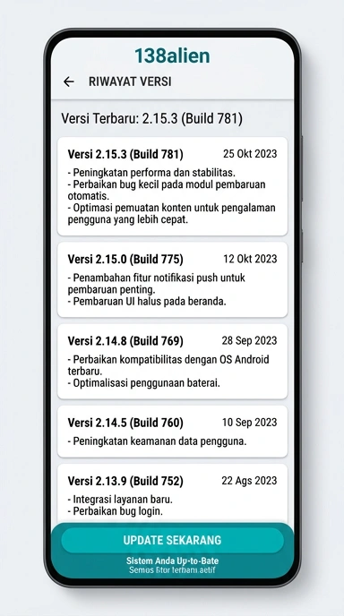 Tampilan riwayat versi 138alien