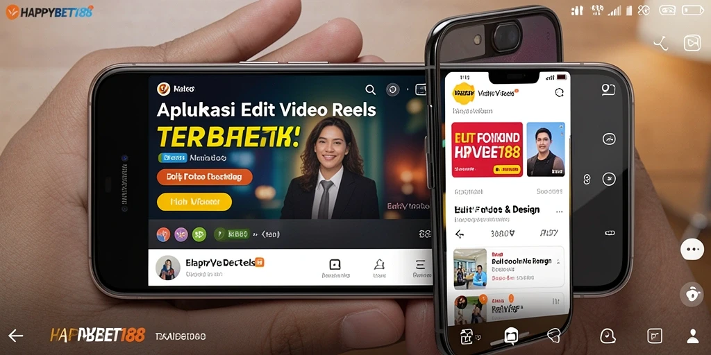 Tampilan antarmuka aplikasi HAPPYBET188 dengan fitur Edit Video Reels.
